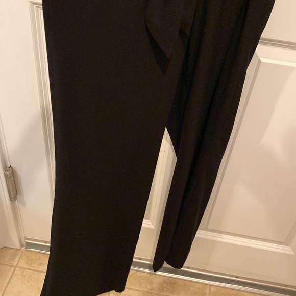 Ann Taylor jumpsuit floral wrap top black wide leg 3/4 sleeve. - Picture 5 of 8